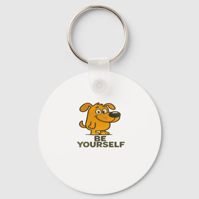 Cute Cartoon Dog Keychain Inspirational BeYourself (Front)