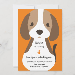 Cute cartoon dog kids birthday party Invitation