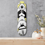 Cute Cartoon Dog Minimalist Pet Design Skateboard<br><div class="desc">Add some playful personality to your skate setup with this adorable dog-themed skateboard deck! Featuring three stacked cartoon-style dogs in a bold black-and-white design against a bright background, this board is perfect for dog lovers, pet groomers, and skaters who appreciate a fun, modern aesthetic. This high-quality skateboard deck is designed...</div>