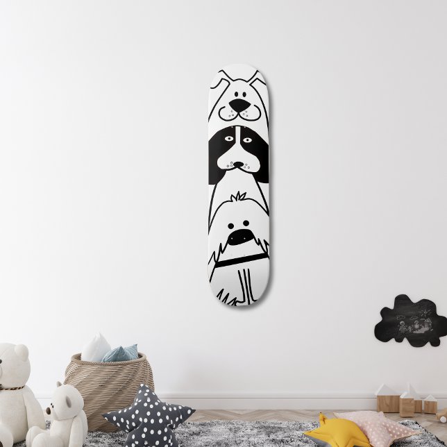 Cute Cartoon Dog Minimalist Pet Design  Skateboard (Creator Uploaded)
