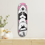 Cute Cartoon Dog Minimalist Pet Design Skateboard<br><div class="desc">Add some playful personality to your skate setup with this adorable dog-themed skateboard deck! Featuring three stacked cartoon-style dogs in a bold black-and-white design against a bright background, this board is perfect for dog lovers, pet groomers, and skaters who appreciate a fun, modern aesthetic. This high-quality skateboard deck is designed...</div>