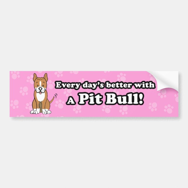 Cute Cartoon Dog Pitbull Bumper Sticker (Front)