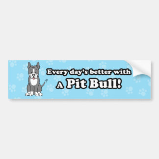 Cute Cartoon Dog Pitbull Bumper Sticker