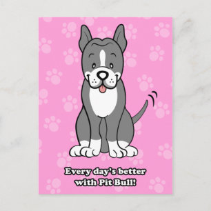 Cute Cartoon Dog Pitbull Postcard