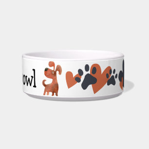 Cute Cartoon Dog Puppy Personlized Name Bowl