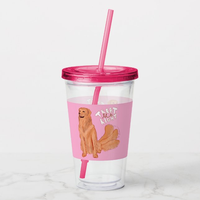 Cute Cartoon Dog Quote Acrylic Tumbler (Back)
