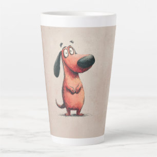 Cute Cartoon Dog Sketch Illustration Latte Mug