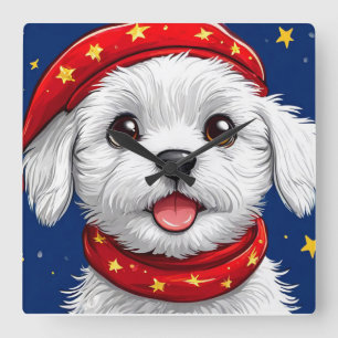 Cute cartoon dog square wall clock