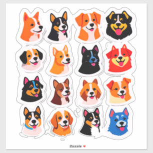 Cute Cartoon Dog Sticker Set With Bright Colours