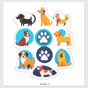 Cute Cartoon Dog Sticker Set With Bright Colours