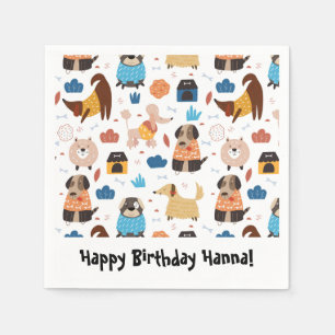 Cute Cartoon Dog Theme Birthday Party Napkin