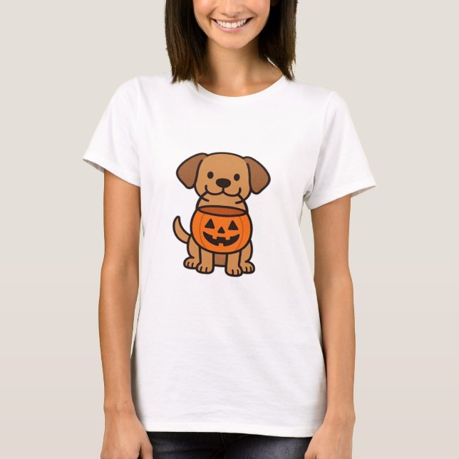 Cute Cartoon Dog Trick-or-Treating Classic T-Shirt (Front)