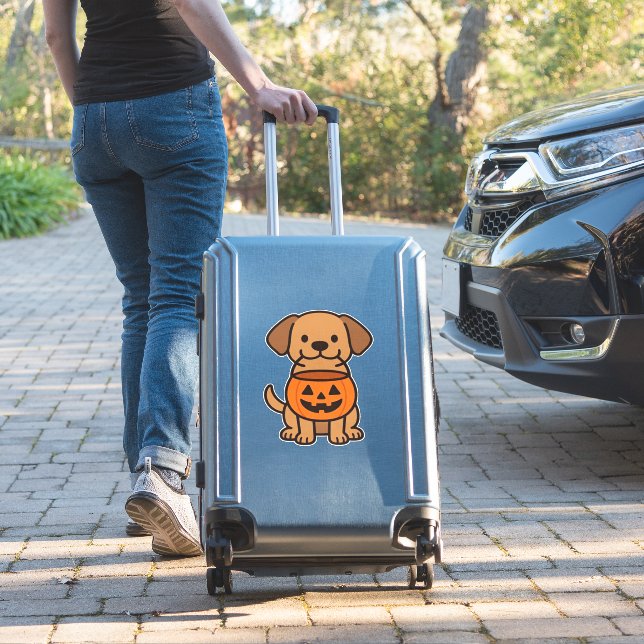 Cute Cartoon Dog Trick-or-Treating Classic T-Shirt (Suitcase Insitu)