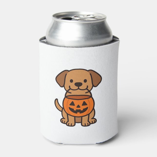 Cute Cartoon Dog Trick-or-Treating Classic T-Shirt Can Cooler (Can Front)