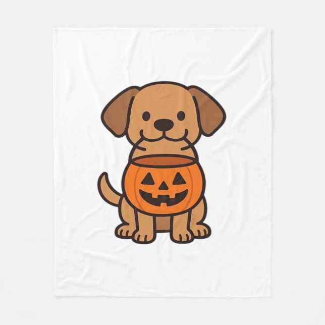 Cute Cartoon Dog Trick-or-Treating Classic T-Shirt Fleece Blanket (Front)