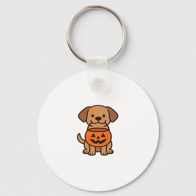 Cute Cartoon Dog Trick-or-Treating Classic T-Shirt Key Ring (Front)