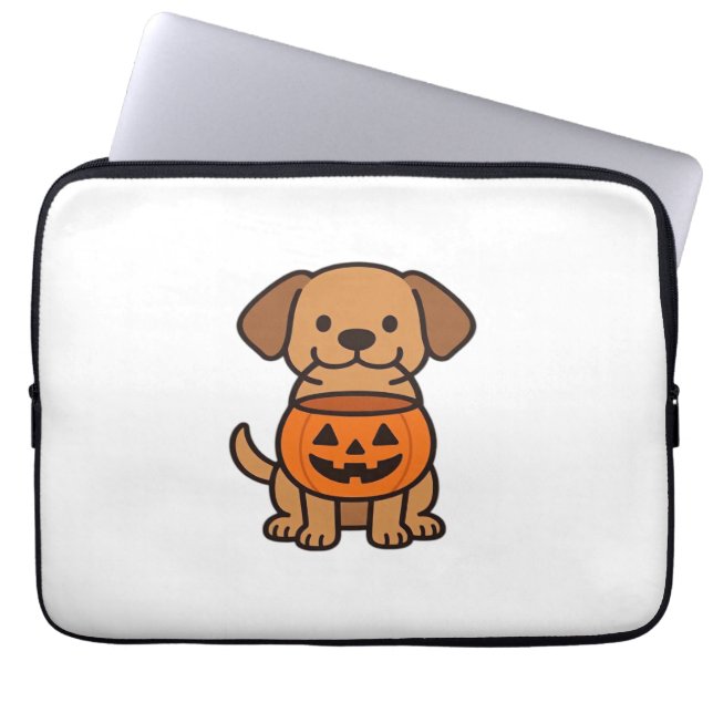 Cute Cartoon Dog Trick-or-Treating Classic T-Shirt Laptop Sleeve (Front)