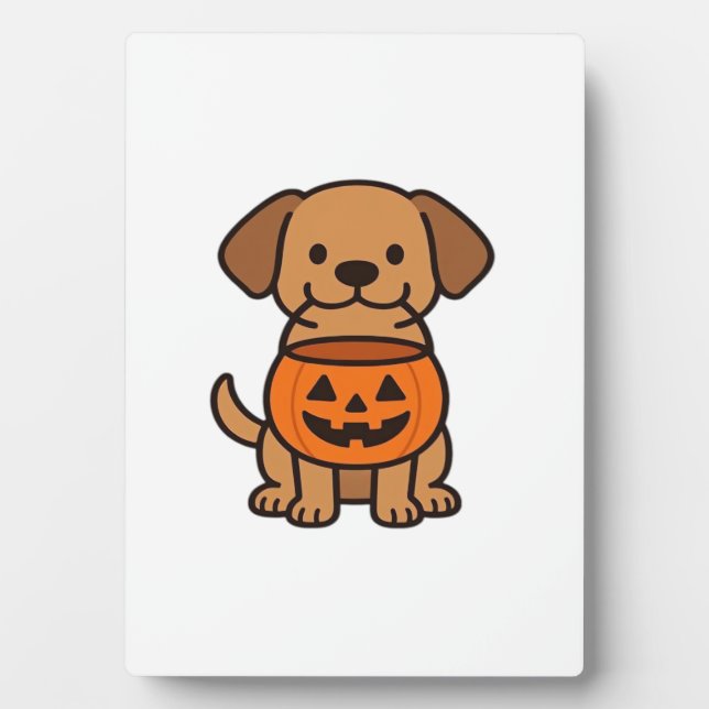 Cute Cartoon Dog Trick-or-Treating Classic T-Shirt Plaque (Front)