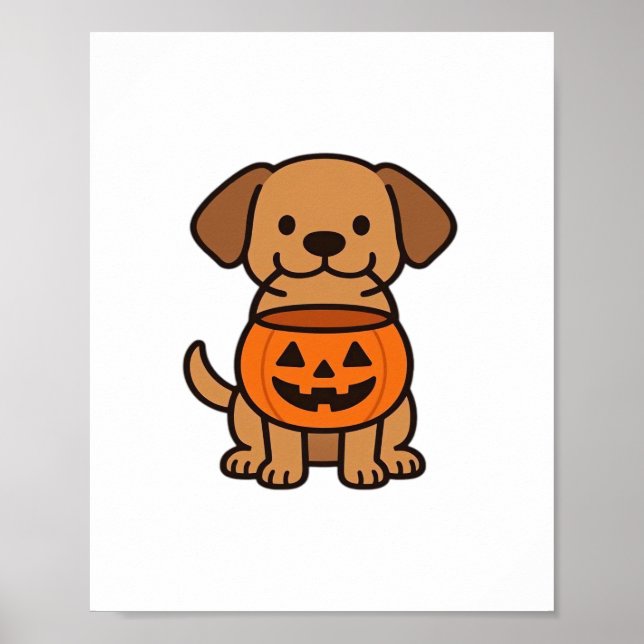 Cute Cartoon Dog Trick-or-Treating Classic T-Shirt Poster (Front)