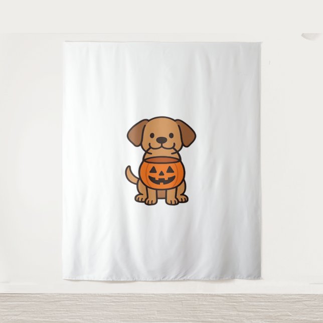 Cute Cartoon Dog Trick-or-Treating Classic T-Shirt Tapestry (Front)