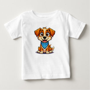Cute Cartoon Dog Wearing a Blue Bandanna Baby T-Shirt