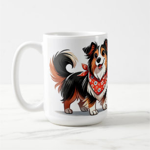 Cute Cartoon Dog Wearing a Floral Bandanna Coffee Mug