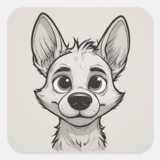 Cute Cartoon Dog With Big Eyes Puppy Portrait Square Sticker