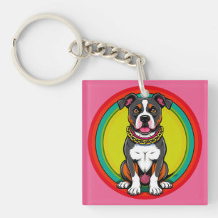 Cute Cartoon Dog with Collar Key Ring