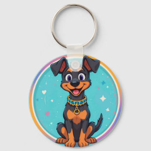 Cute Cartoon Dog With Collar Key Ring