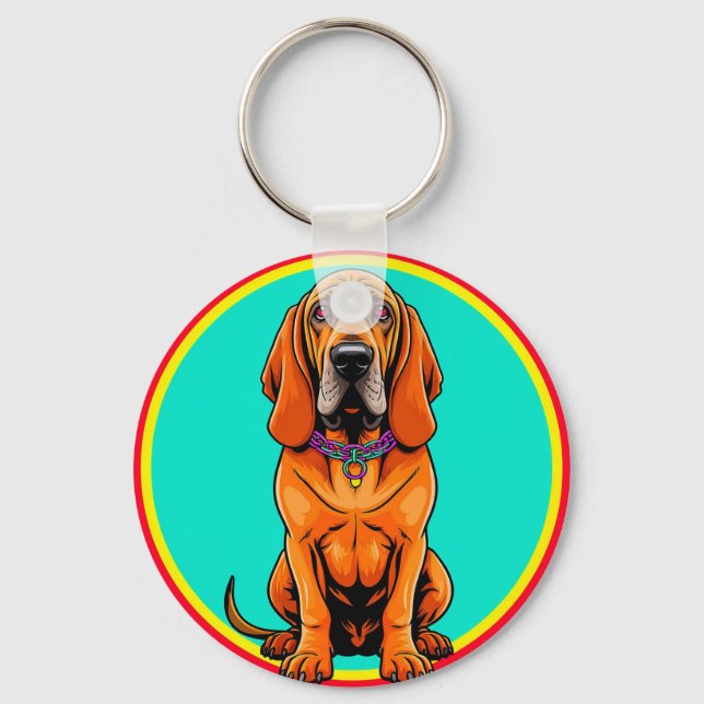 Cute Cartoon Dog with Collar Key Ring (Front)