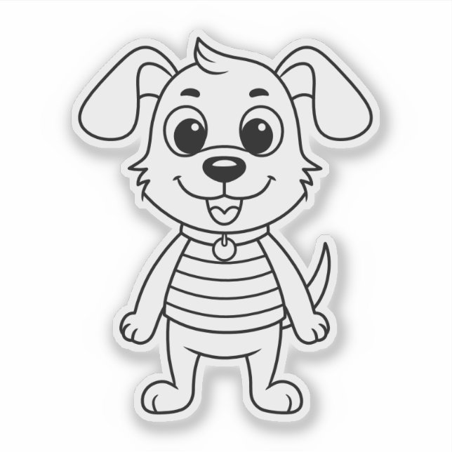 Cute Cartoon Dog with Floppy Ears Custom Die Cut (Front)