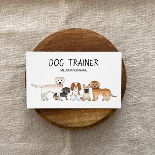 Cute Cartoon Dogs Illustration - Dog Trainer Business Card