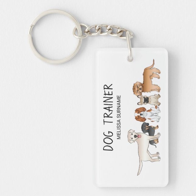 Cute Cartoon Dogs Illustration - Dog Trainer Key Ring (Front)