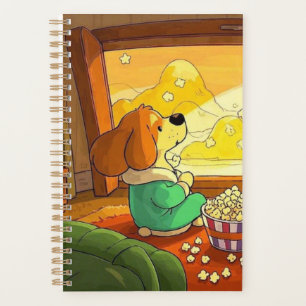 Cute cartoon dogs popcorn and movie  planner