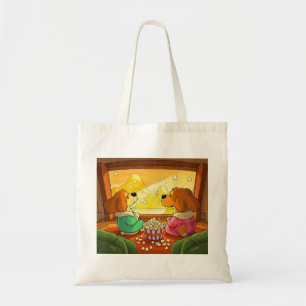 Cute cartoon dogs popcorn and movie  tote bag