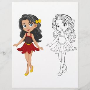 Cute Cartoon doll colouring page