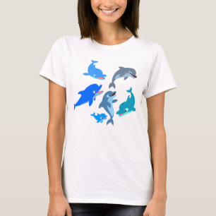 Cute Cartoon Dolphin Pod Women T-Shirt