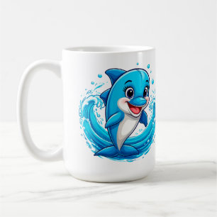 Cute Cartoon Dolphin Splashing in Water Coffee Mug