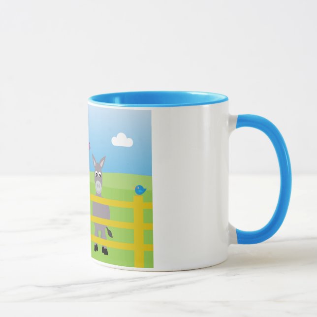 Cute cartoon donkeys blue ringer mug (Right)