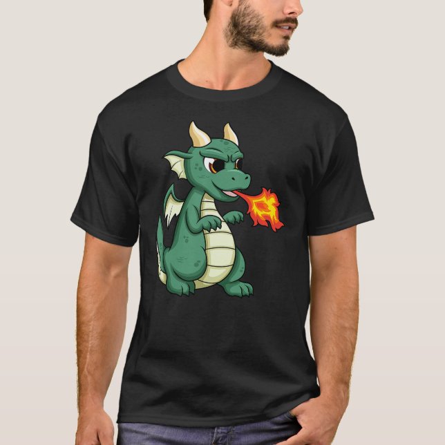 Cute Cartoon Dragon - Boys Birthday Gift Tee (Front)