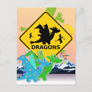 Cute Cartoon Dragons Postcard