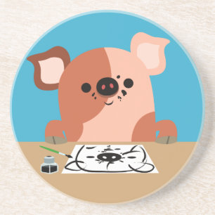 Cute Cartoon Drawing Piglet Coaster