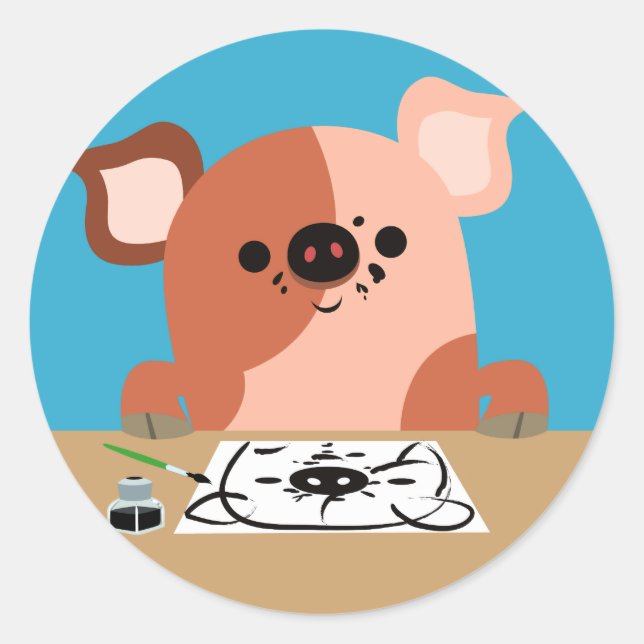 Cute Cartoon Drawing Piglet Sticker (Front)