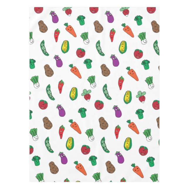 Cute Cartoon Drawing Veggies Vegetable Pattern Tablecloth (Front)