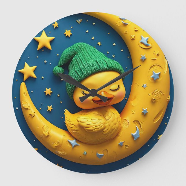 Cute cartoon duck and moon large clock (Front)