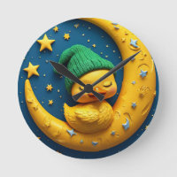 Cute cartoon duck and moon