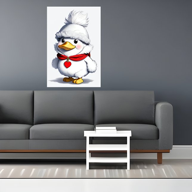 Cute Cartoon Duck in a Hat and Scarf | AI Art Poster (Creator Uploaded)