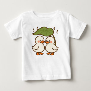 Cute cartoon Ducklings Sharing Leaf kids T-Shirt 