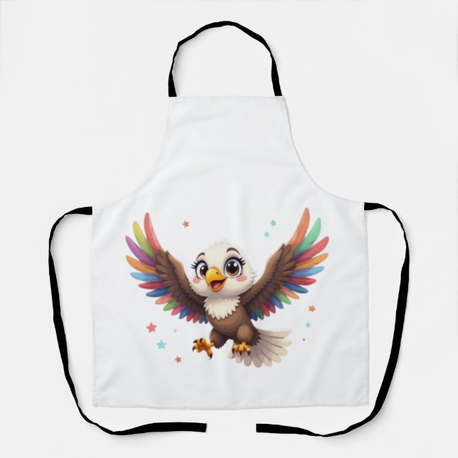 Cute Cartoon Eagle Flying – Friendly Vector Art Apron (Front)