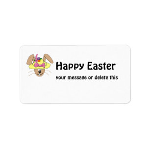 Cute Cartoon Easter Bunny in A Bonnet Label